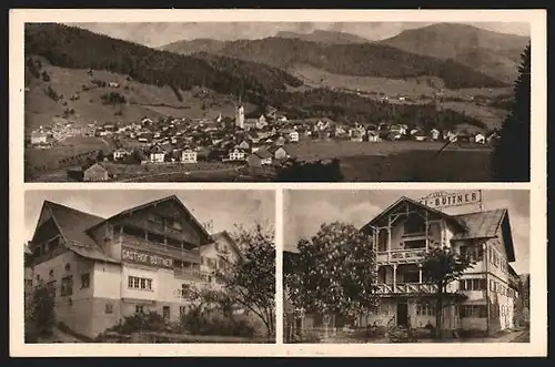 AK Oberstaufen / bayr. Allgäu, Hotel-Pension Büttner, Stadtpanorama