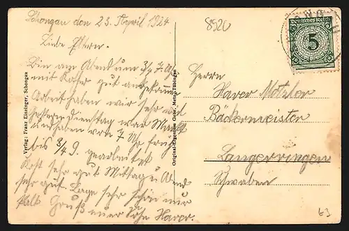 AK Schongau, Münzstrasse mit Zahnarzt und Denkmal