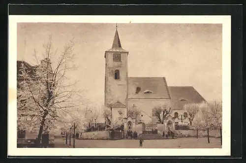 AK Kasejovice, Namesti, Kirche im Winter