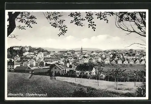 AK Weserlitz, Panoramablick zum Ort