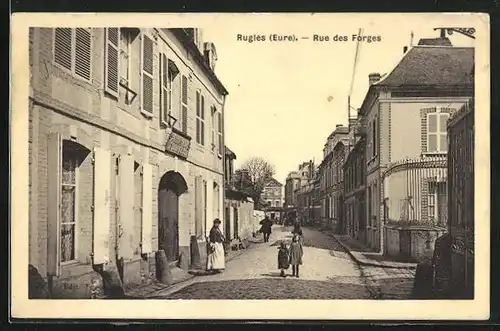 AK Rugles, Rue des Forges, Strassenpartie