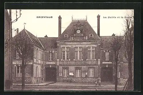 AK Sainville, La Mairie et la Poste