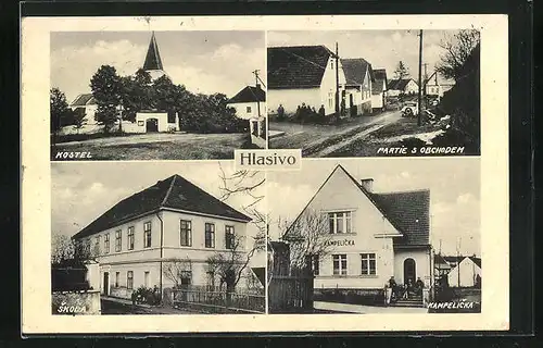 AK Hlasivo, Kirche, Schulgebäude