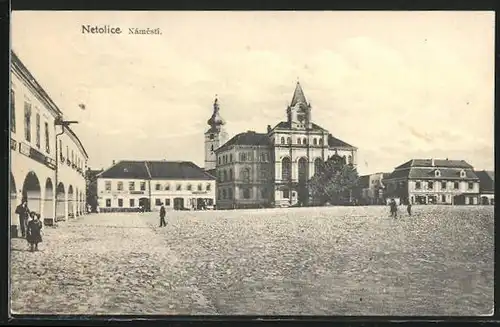 AK Netolice, Námesti, Marktplatz mit Rathaus