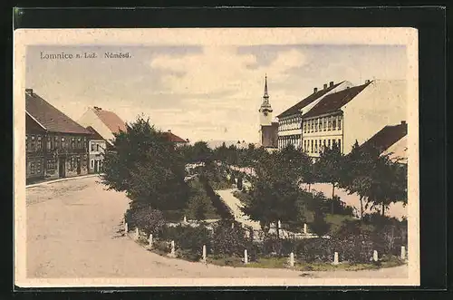 AK Lomnice n. Luz., Námesti, Marktplatz mit Anlagen