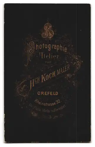 Fotografie Hch. Koch, Crefeld, Portrait stattlicher Herr mit Krawatte und Zwirbelbart