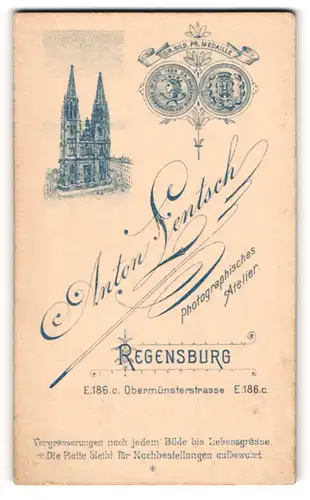 Fotografie Anton Lentsch, Regensburg, Ansicht Regensburg, Kathedrale & Ausstellungs-Medaillen