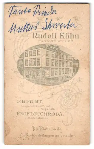 Fotografie Rudolf Kühn, Erfurt, Ansicht Erfurt, Photo-Atelier Rudolf Kühn, Langebrücke 52