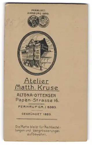 Fotografie Matth. Kruse, Altona-Ottensen, Ansicht Altona-Ottensen, Photoatelier, Matth. Kruse, Papenstrasse 16