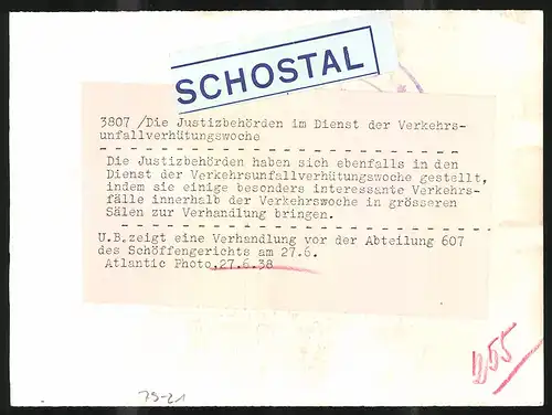 Fotografie Verhandlung vor Schöffengericht 1938