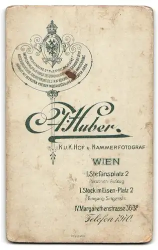 Fotografie A. Huber, Wien, Portrait bürgerliche Dame in modischer Kleidung