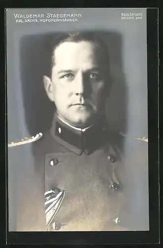 Foto-AK Hugo Erfurth: Kgl. Sächs. Hofopernsänger Waldemar Staegemann in Uniform