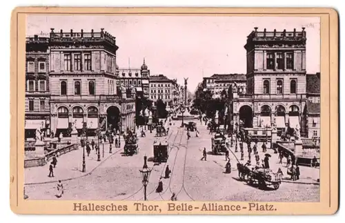 Fotografie Fotograf unbekannt, Ansicht Berlin, Pferdebahn, Hallesches Tor & Belle-Alliance-Platz
