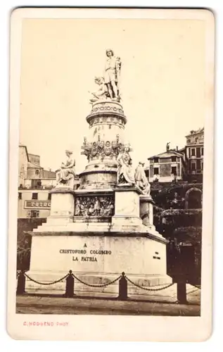 Fotografie C. Hodgend, Genes, Ansicht Genua, Kolumbus - Denkmal