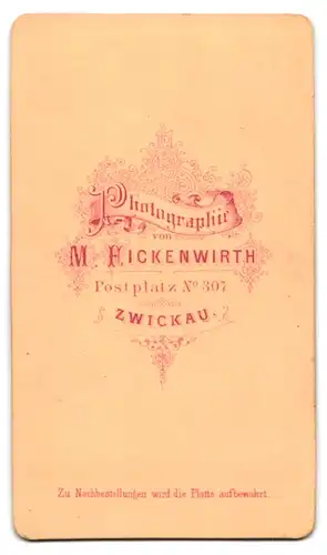 Fotografie M. Fickenwirth, Zwickau, Portrait stattlicher junger Mann in Fliege und Jackett