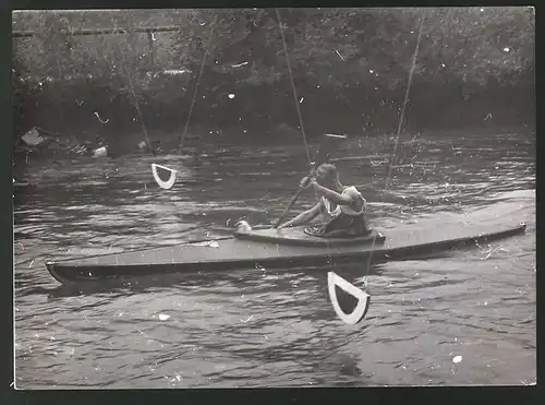 Fotografie Ansicht Steyr, 1. Reichsgaumeisterschaft im Kajak-Torlauf, Gaumeister 1938 Gottfried Vogler