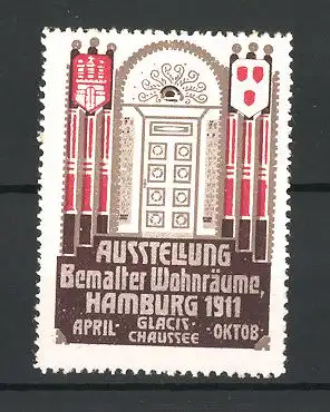 Reklamemarke Hamburg, Ausstellung bemalter Wohnräume 1911, Ansicht einer Tür