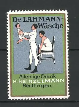 Reklamemarke Dr. Lahmann-Wäsche, Fabrik H. Heinzelmann, Reutlingen, Familie in Unterwäsche
