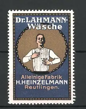 Reklamemarke Dr. Lahmann-Wäsche, Fabrik H. Heinzelmann, Reutlingen, Mann im Unterhemd