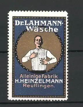Reklamemarke Dr. Lahmann-Wäsche, Fabrik H. Heinzelmann, Reutlingen, Mann im weissen Hemd