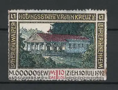 Reklamemarke Lotterie f. e. Walderholungsstätte v. Roten Kreuz 1912, Lehrerinnenheim