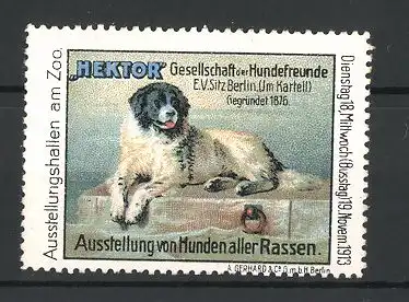 Reklamemarke Berlin, Ausstellung aller Hunderassen 1913, Hektor Gesellschaft der Hundefreunde