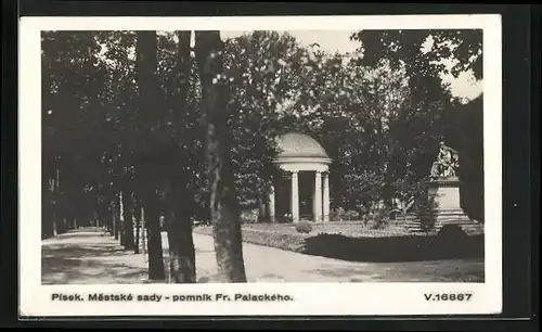 AK Pisek, Mestske sady, pomnik Fr. Palackeho