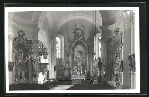 AK Dacice, Vnitrek farniho kostela Winterhalterovy fresky