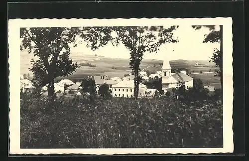 AK Stachy, Blick vom Berg auf den Ort