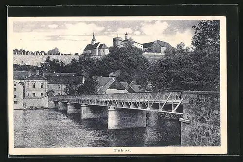 AK Tabor, Ortspartie mit Brücke