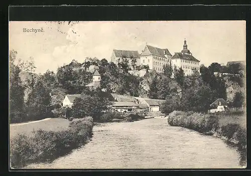 AK Bechyne, Ortsansicht vom Fluss aus