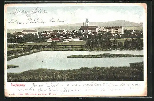 AK Vodnany, Ortsansicht aus der Ferne