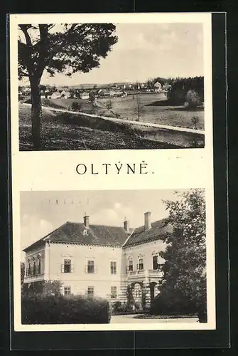 AK Oltýne, Schloss und Ortspanorama