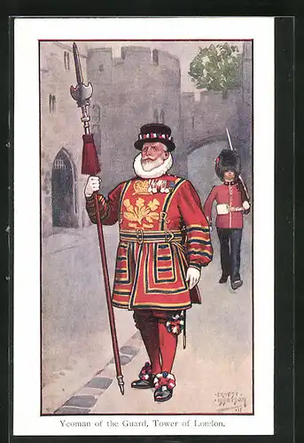 Künstler-AK sign. Ernest Ibbetson: Yeoman of the Guard at the Tower of London