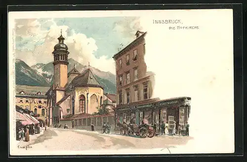 Künstler-AK Edward Theodore Compton: Innsbruck, Strassenpartie an der Hofkirche