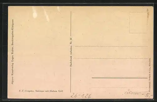 Künstler-AK Edward Theodore Compton: Schönau, Teilansicht mit Hohem Göll