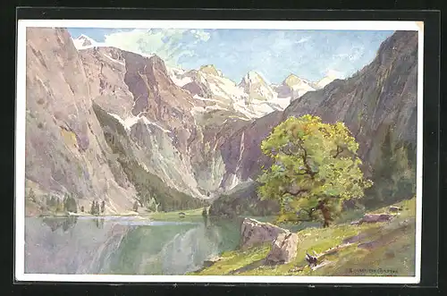 Künstler-AK Edward Harrison Compton: Obersee mit Bergen