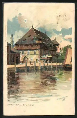 Künstler-Lithographie Zeno Diemer: Konstanz, Kaufhaus