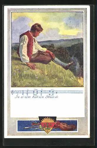Künstler-AK Karl Friedrich Gsur: Deutscher Schulverein Nr. 371, In einem kühlen Grunde