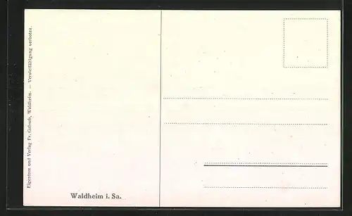 AK Waldheim i. Sa., Ortsansicht mit Brücke aus der Vogelschau