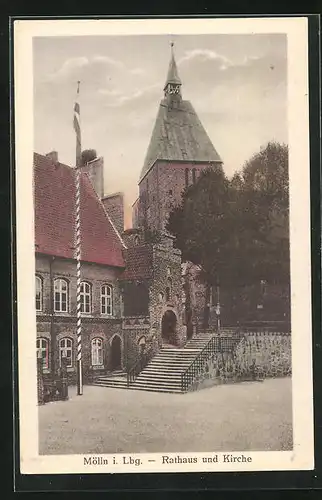AK Mölln i. Lbg., Rathaus und Kirche