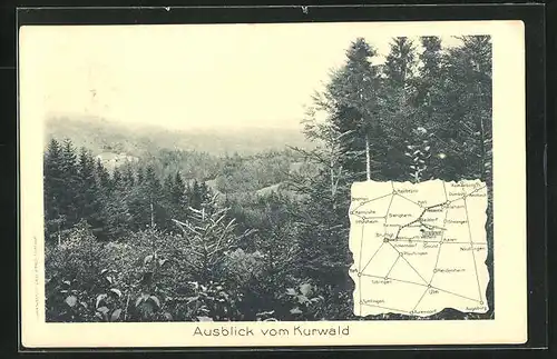 AK Mittelbronn, Ausblick vom Kurwald & Landkarte