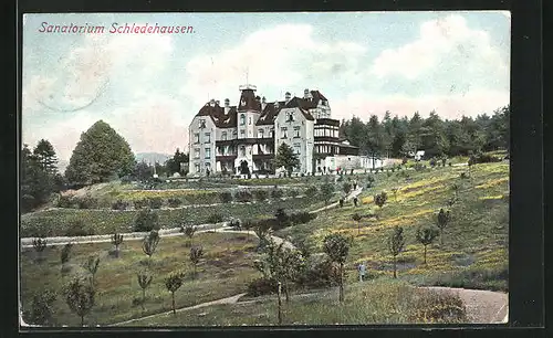 AK Schledehausen, Sanatorium und Parkanlagen im Sommer