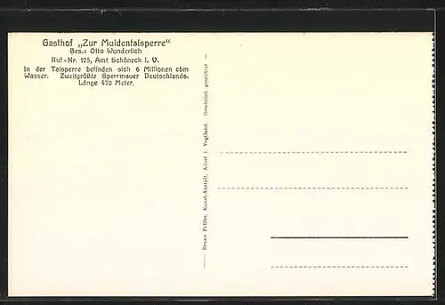 AK Muldenberg i. Vogtl., Talsperre mit Gasthof Muldentalsperre