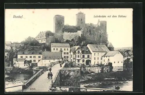 AK Runkel, Lahnbrücke mit dem Schloss