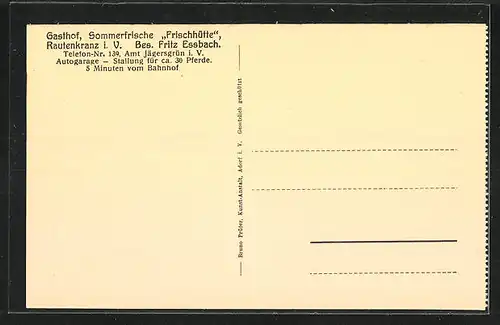 AK Rautenkranz i. Vogtl., Gasthof Frischhütte von Fritz Essbach