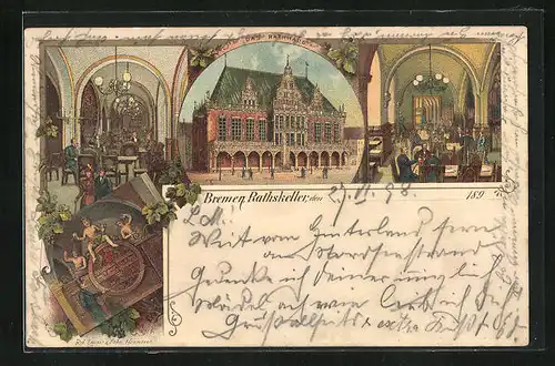 Lithographie Bremen, Gasthaus Rathskeller im Rathaus