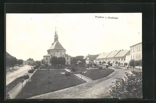 AK Hranice-Drahotuse, Marktplatz aus der Vogelschau