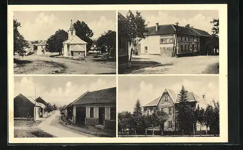 AK Prostejovicky, Gasthaus, Kapelle, Schule