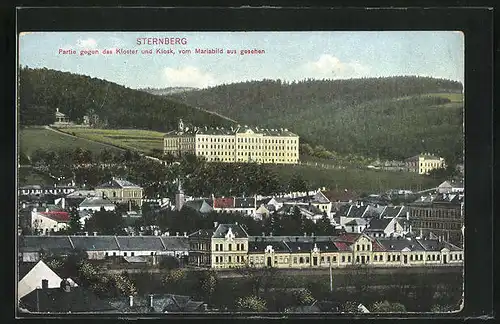 AK Sternberg, Partie gegen das Kloster und Kiosk, vom Mariabild aus gesehen